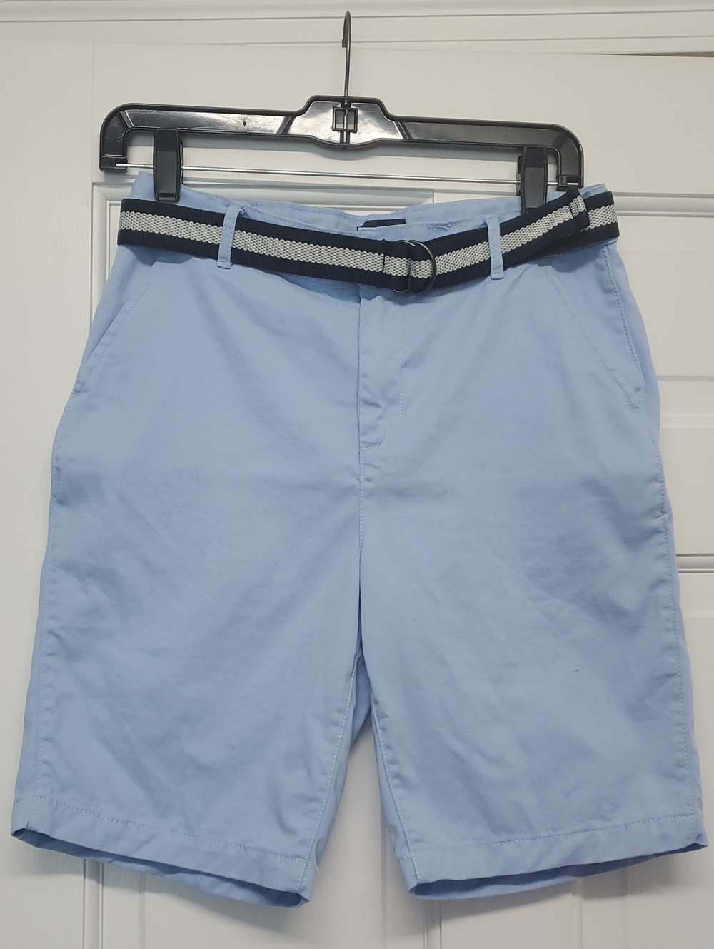 CHILDRENS PLACE BOYS Light Blue Flat Front Shorts with Striped Belt